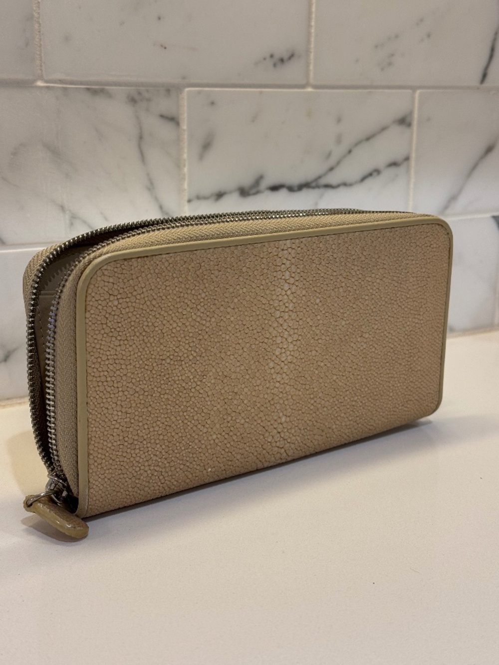 J. Markell Genuine Shagreen Stingray Zip Around Continental Wallet